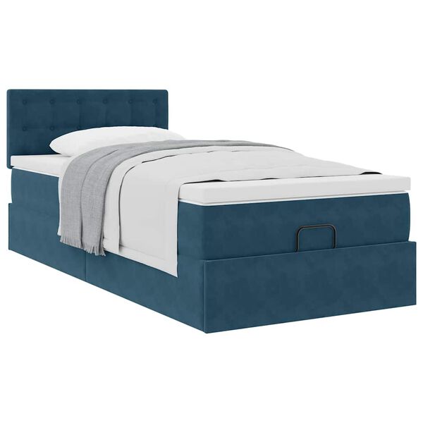 vidaXL Estructura cama otomana colch&oacute;n terciopelo azul oscuro