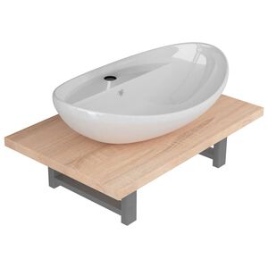 vidaXL Conjunto de muebles de ba&ntilde;o 2 piezas cer&aacute;mica roble