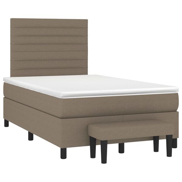 vidaXL Cama box spring con colch&oacute;n tela gris taupe 120x200 cm