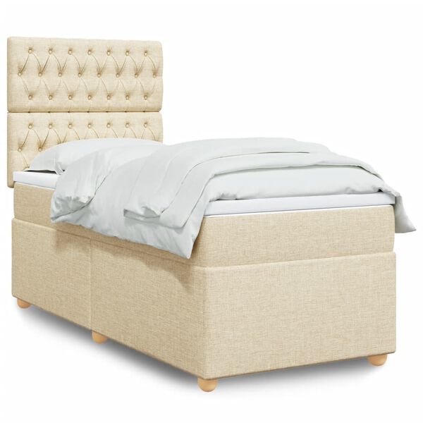 vidaXL Cama box spring con colch&oacute;n tela color crema 80x200 cm