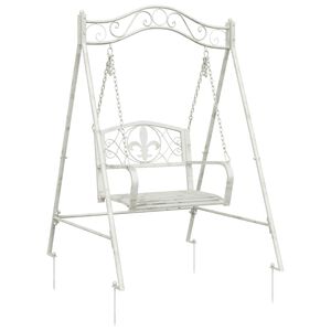 vidaXL Banco Columpio Acero 113 x 121,5 x 168 cm Blanco antiguo