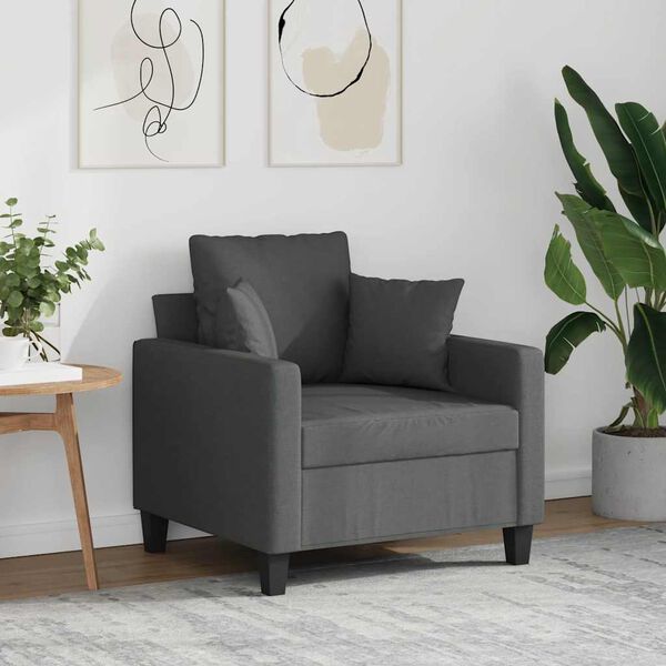 vidaXL Sill&oacute;n de tela gris oscuro 60 cm