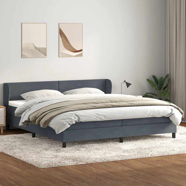 vidaXL Cama box spring con colchones terciopelo gris oscuro 180x220 cm