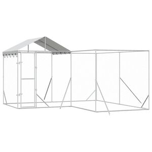 vidaXL Perrera de exterior con techo acero galvanizado plata 4x4x2,5 m