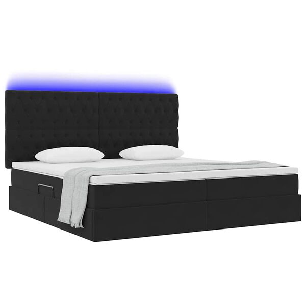 vidaXL Cama con almacenamiento y LED Negro 200 x 200 cm Terciopelo