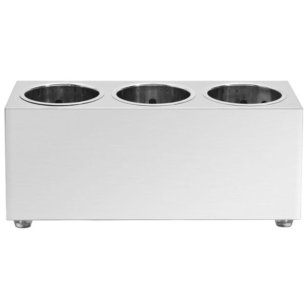 vidaXL Soporte para cubiertos 3 rejillas acero inoxidable rectangular