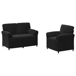 vidaXL Juego de Sof&aacute; 2 uds. Negro Terciopelo