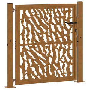 vidaXL Puerta de jard&iacute;n 100x100 cm de acero corten con dise&ntilde;o de trazos
