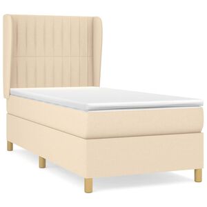 vidaXL Cama box spring con colch&oacute;n tela color crema 80x200 cm