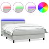 vidaXL Cama box spring con colch&oacute;n y LED terciopelo gris claro 140x220 cm