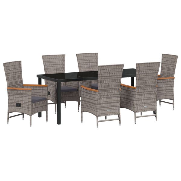 vidaXL Conjunto de Comedor de Jard&iacute;n con coj&iacute;n 7 pcs Gris