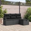 vidaXL Conjunto de sof&aacute; de jard&iacute;n con coj&iacute;n 4 pcs Negro Polirat&aacute;n