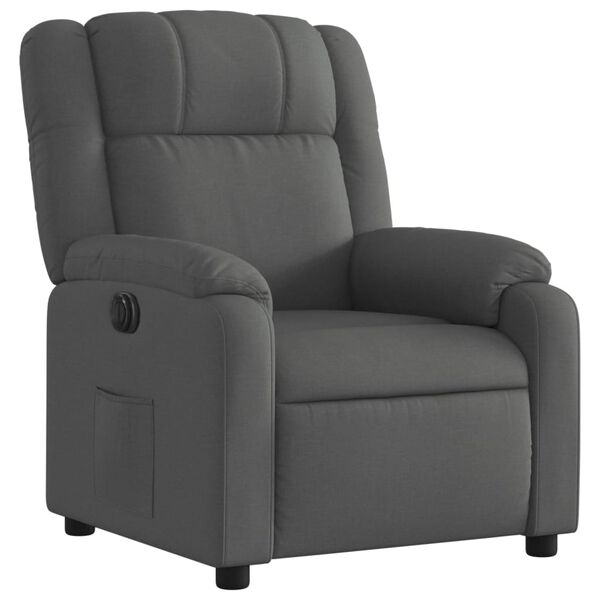 vidaXL Sill&oacute;n reclinable el&eacute;ctrico de tela gris oscuro