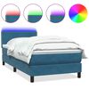 vidaXL Cama box spring con colch&oacute;n y LED terciopelo azul oscuro 100x220 cm