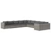vidaXL Set de muebles de jard&iacute;n 10 pzas y cojines rat&aacute;n sint&eacute;tico gris
