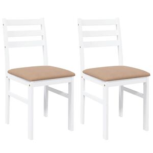 vidaXL Sillas de comedor con cojines 2uds madera maciza blanco caucho