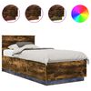 vidaXL Estructura de cama con tiras LED Roble ahumado 90 x 200 cm