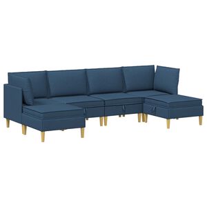 vidaXL Juego de sof&aacute; modular con almacenamiento 6 uds. Azul Tela