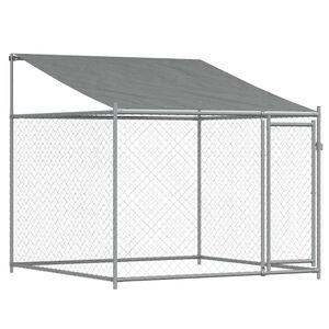 vidaXL Jaula de perros techo y puerta acero galvanizado gris 2x2x2 m