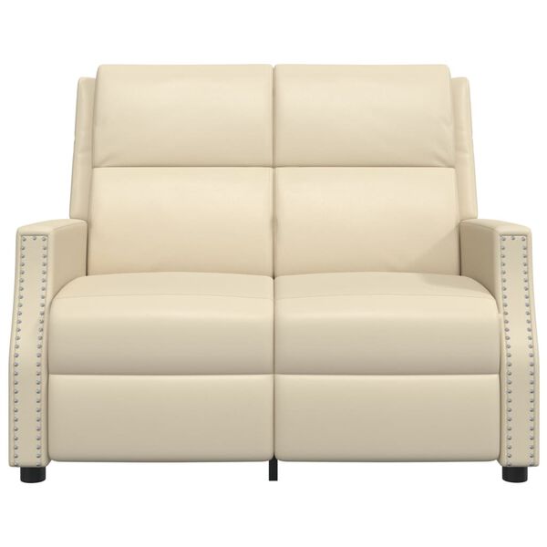 vidaXL Sill&oacute;n reclinable de masaje de 2 plazas cuero sint&eacute;tico crema