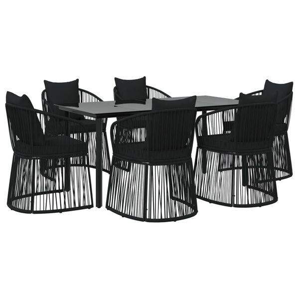 vidaXL Juego de comedor de jardín 7 piezas con cojines ratán PVC negro