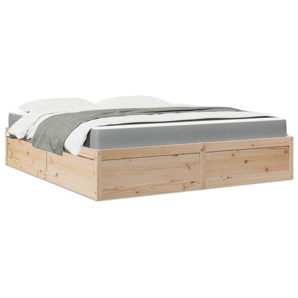 vidaXL Cama con colch&oacute;n madera maciza de pino 180x200 cm
