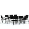 vidaXL Juego de comedor de jard&iacute;n 9 piezas negro