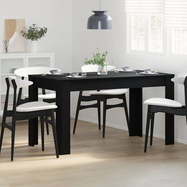 vidaXL Mesa de Comedor Roble Negro 140 x 74,5 x 76 cm rat&aacute;n sint&eacute;tico