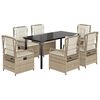 vidaXL Set comedor de jard&iacute;n 7 pzas con cojines rat&aacute;n sint&eacute;tico beige
