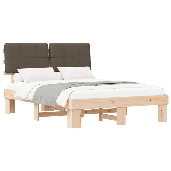 vidaXL Estructura de Cama con Cabecera Tapizada Taup&eacute; 160 x 200 cm