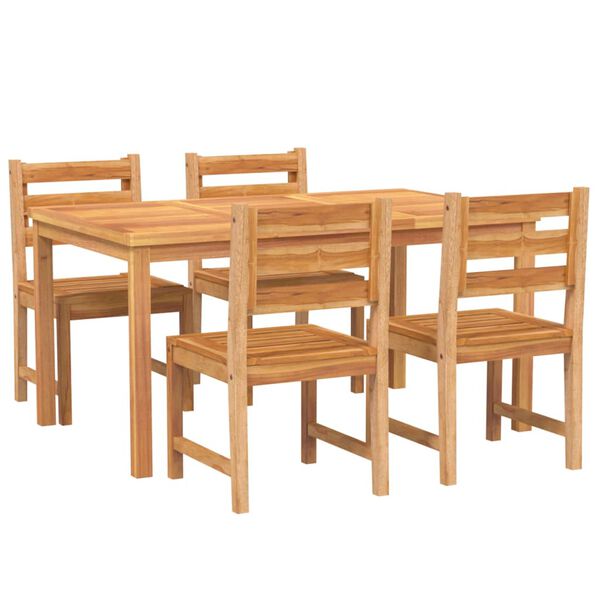 vidaXL Juego de comedor para jard&iacute;n 5 piezas madera maciza de teca
