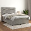 vidaXL Cama box spring con colch&oacute;n terciopelo gris claro 140x200 cm