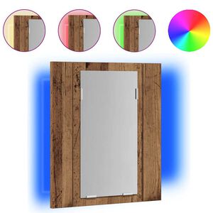 vidaXL Armario de ba&ntilde;o con espejo LED madera envejecida 40x12x45 cm
