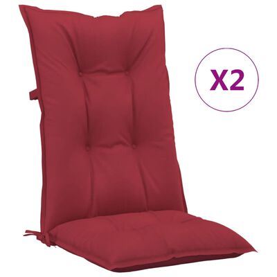 vidaXL Cojines para sillas de jardín 2 uds rojo tinto 120x50x7 cm