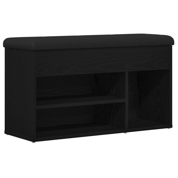 vidaXL Banco para zapatos Negro 80 x 30 x 45 cm Madera contrachapada