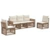 vidaXL Conjunto de sof&aacute;s de jard&iacute;n 5 uds. Beige y blanco crema