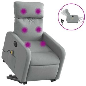 vidaXL Sill&oacute;n de masaje el&eacute;ctrico reclinable elevable tela gris claro
