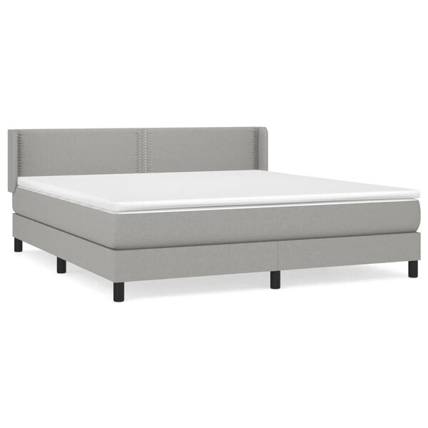 vidaXL Cama box spring con colch&oacute;n tela gris claro 180x200 cm