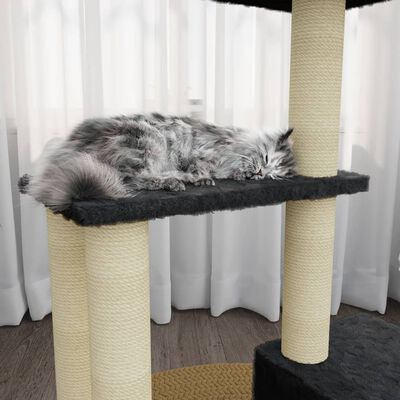 vidaXL Rascador para gatos con postes de sisal gris oscuro 71 cm