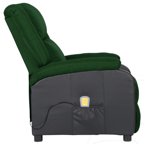 vidaXL Sillón de masaje de cuero sintético y tela verde