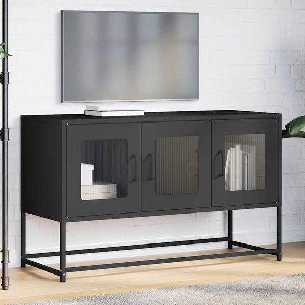 vidaXL Mueble para TV acero laminado en fr&iacute;o negro 100,5x39x60,5 cm