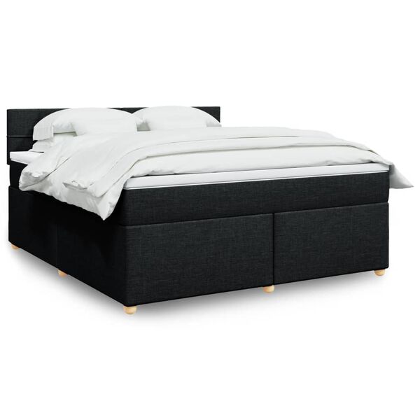vidaXL Cama box spring con colch&oacute;n tela negro 180x200 cm