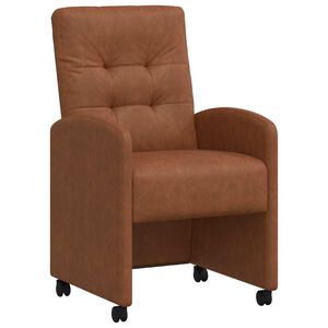 vidaXL Sillas de Comedor con Ruedas 2 uds. Cuero sint&eacute;tico Marr&oacute;n