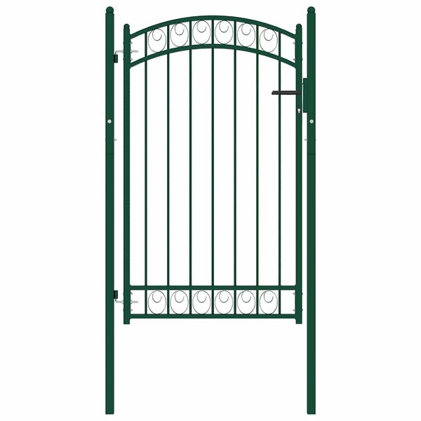 vidaXL Puerta de valla Emmen con arco superior de acero, 100x106 cm, verde