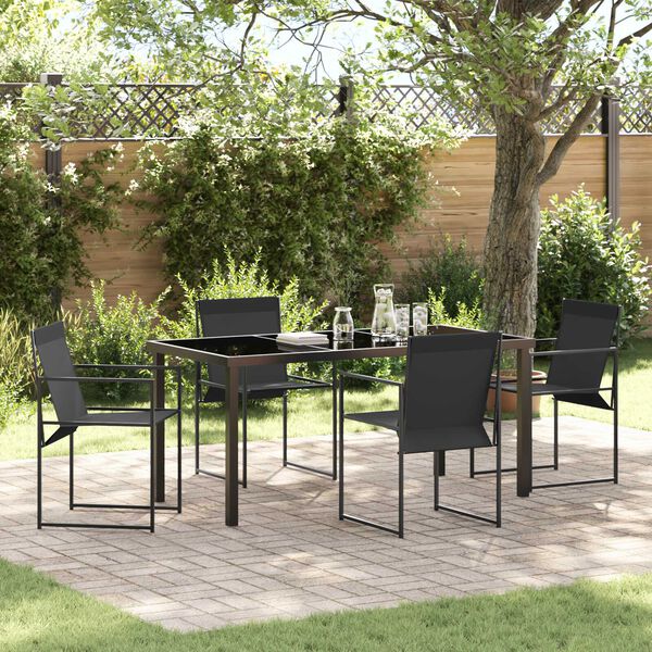 vidaXL Conjunto de Comedor de Jard&iacute;n 5 pcs Negro
