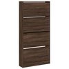 vidaXL Mueble zapatero 4 cajones abatibles marr&oacute;n roble 80x21x163,5 cm