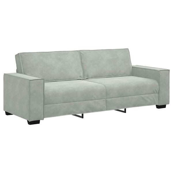 vidaXL Sof&aacute; de 3 plazas terciopelo gris claro 220x78x84 cm