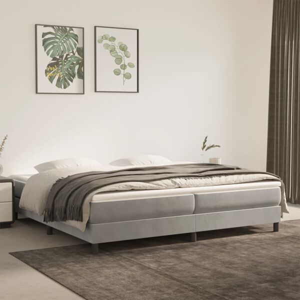 vidaXL Estructura de cama con somier terciopelo gris claro 200x200 cm