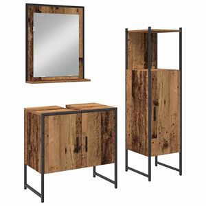 vidaXL Juego de muebles de ba&ntilde;o 3 pcs Marr&oacute;n Madera contrachapada