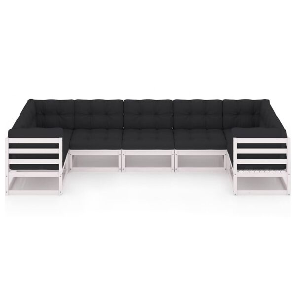 vidaXL Set muebles jard&iacute;n 7 pzas con cojines madera maciza pino blanco
